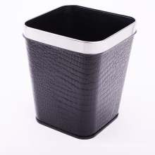 Black Alligator Square Open Top PU Abgedeckter Abfalleimer